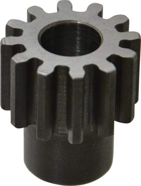 Boston Gear - 16 Pitch, 3/4" Pitch Diam, 12 Tooth Spur Gear - 1/2" Face Width, 3/8" Bore Diam, 0.56" Hub Diam, 14.5° Pressure Angle, Steel - USA Tool & Supply