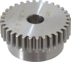 Boston Gear - 16 Pitch, 2" Pitch Diam, 32 Tooth Spur Gear - 0.313" Face Width, 1/2" Bore Diam, 1.7" Hub Diam, 14.5° Pressure Angle, Steel - USA Tool & Supply