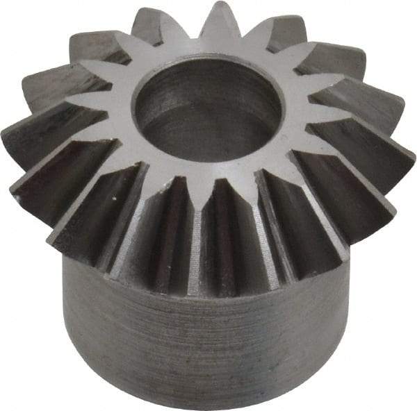 Boston Gear - 16 Pitch, 1" Pitch Diam, 16 Tooth Miter Gear - 0.23" Face Width, 3/8" Bore Diam, 3/4" Hub Diam, 20° Pressure Angle, Steel - USA Tool & Supply