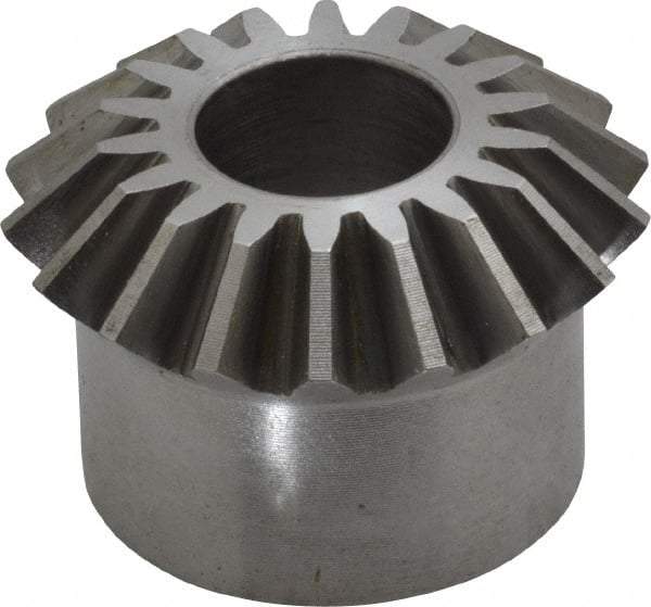 Boston Gear - 12 Pitch, 1-1/2" Pitch Diam, 18 Tooth Miter Gear - 0.33" Face Width, 5/8" Bore Diam, 1-1/4" Hub Diam, 20° Pressure Angle, Steel - USA Tool & Supply