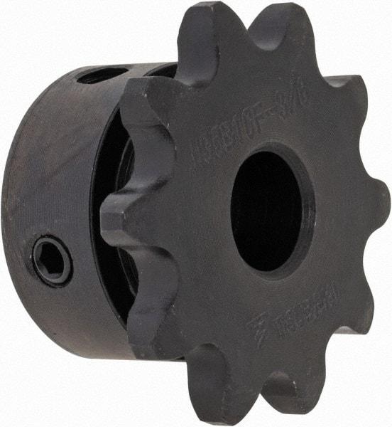 U.S. Tsubaki - 10 Teeth, 3/8" Chain Pitch, Chain Size 35, Finished Bore Sprocket - 3/8" Bore Diam, 1.214" Pitch Diam, 1.38" Outside Diam - USA Tool & Supply