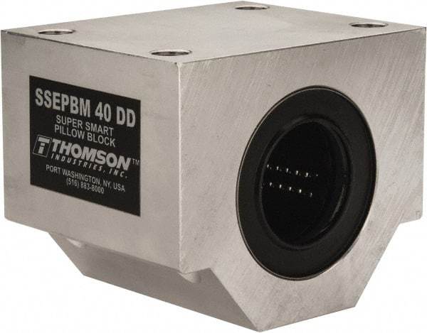 Thomson Industries - 40mm Inside Diam, 13,700 Lbs. Dynamic Capacity, Closed Single Pillow Block Linear Bearing - 91mm Overall Height x 108mm Overall Width, 58mm Btw Mount Hole Centers - USA Tool & Supply