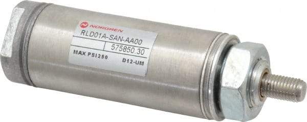 Norgren - 1" Stroke x 1-1/16" Bore Single Acting Air Cylinder - 1/8 Port, 5/16-24 Rod Thread - USA Tool & Supply