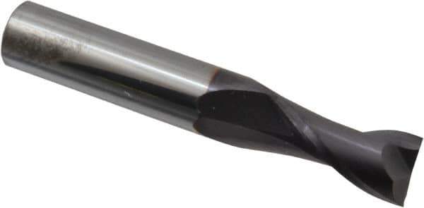 Niagara Cutter - 9/16", 1-1/8" LOC, 9/16" Shank Diam, 3-1/2" OAL, 2 Flute, Solid Carbide Square End Mill - Single End, TiAlN Finish, Spiral Flute, 30° Helix, Centercutting, Right Hand Cut, Right Hand Flute, Series C230 - USA Tool & Supply
