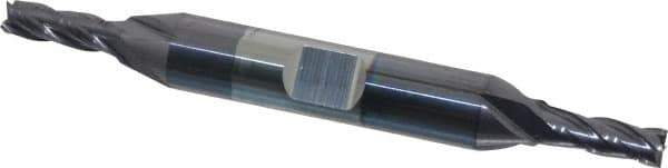 Niagara Cutter - 3/16", 1/2" LOC, 3/8" Shank Diam, 3-1/4" OAL, 4 Flute, Solid Carbide Square End Mill - Double End, TiAlN Finish, Spiral Flute, 30° Helix, Centercutting, Right Hand Cut, Right Hand Flute, Series CD430 - USA Tool & Supply