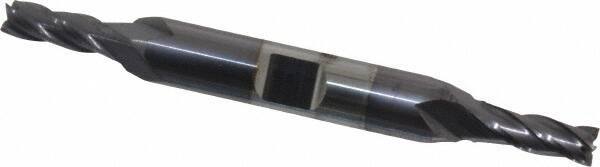 Niagara Cutter - 7/32", 9/16" LOC, 3/8" Shank Diam, 3-3/8" OAL, 4 Flute, Solid Carbide Square End Mill - Double End, TiAlN Finish, Spiral Flute, 30° Helix, Centercutting, Right Hand Cut, Right Hand Flute, Series CD430 - USA Tool & Supply