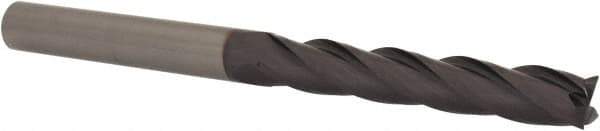 Niagara Cutter - 1/2", 3" LOC, 1/2" Shank Diam, 6" OAL, 4 Flute, Solid Carbide Square End Mill - Single End, TiAlN Finish, Spiral Flute, 30° Helix, Centercutting, Right Hand Cut, Right Hand Flute, Series C430 - USA Tool & Supply