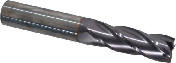 Niagara Cutter - 3/4", 2-1/4" LOC, 3/4" Shank Diam, 5" OAL, 4 Flute, Solid Carbide Square End Mill - Single End, TiAlN Finish, Spiral Flute, 30° Helix, Centercutting, Right Hand Cut, Right Hand Flute, Series C430 - USA Tool & Supply