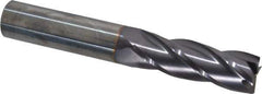 Niagara Cutter - 3/4", 2-1/4" LOC, 3/4" Shank Diam, 5" OAL, 4 Flute, Solid Carbide Square End Mill - Single End, TiAlN Finish, Spiral Flute, 30° Helix, Centercutting, Right Hand Cut, Right Hand Flute, Series C430 - USA Tool & Supply