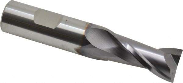 Niagara Cutter - 3/4", 1-1/2" LOC, 3/4" Shank Diam, 4" OAL, 2 Flute, Solid Carbide Square End Mill - Single End, TiAlN Finish, Spiral Flute, 30° Helix, Centercutting, Right Hand Cut, Right Hand Flute, Series CNC230 - USA Tool & Supply