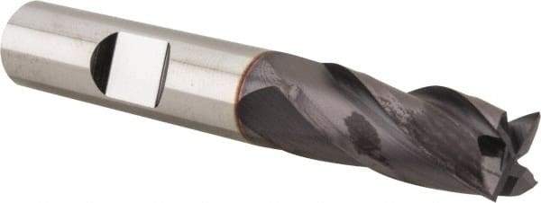 Niagara Cutter - 3/8", 7/8" LOC, 3/8" Shank Diam, 2-1/2" OAL, 4 Flute, Solid Carbide Square End Mill - Single End, TiAlN Finish, Spiral Flute, 30° Helix, Centercutting, Right Hand Cut, Right Hand Flute, Series CNC430 - USA Tool & Supply