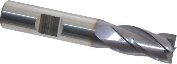 Niagara Cutter - 1/2", 1" LOC, 1/2" Shank Diam, 3" OAL, 4 Flute, Solid Carbide Square End Mill - Single End, TiAlN Finish, Spiral Flute, 30° Helix, Centercutting, Right Hand Cut, Right Hand Flute, Series CNC430 - USA Tool & Supply