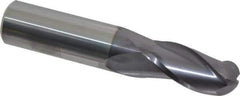 Niagara Cutter - 11/16" Diam, 1-3/8" LOC, 3 Flute Solid Carbide Ball End Mill - TiAlN Finish, Single End, 4" OAL, 3/4" Shank Diam, Spiral Flute - USA Tool & Supply
