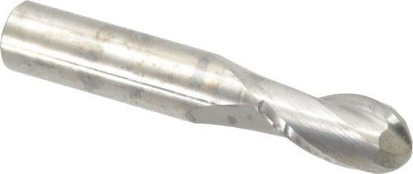 Niagara Cutter - 1/2" Diam, 1" LOC, 2 Flute Solid Carbide Ball End Mill - Uncoated, Single End, 3" OAL, 1/2" Shank Diam, Spiral Flute - USA Tool & Supply