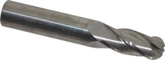 Niagara Cutter - 15/32" Diam, 1" LOC, 4 Flute Solid Carbide Ball End Mill - Uncoated, Single End, 3" OAL, 1/2" Shank Diam, Spiral Flute - USA Tool & Supply