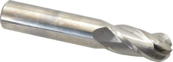 Niagara Cutter - 1/2" Diam, 1" LOC, 4 Flute Solid Carbide Ball End Mill - Uncoated, Single End, 3" OAL, 1/2" Shank Diam, Spiral Flute - USA Tool & Supply