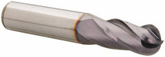 Niagara Cutter - 15/32" Diam, 1" LOC, 4 Flute Solid Carbide Ball End Mill - TiAlN Finish, Single End, 3" OAL, 1/2" Shank Diam, Spiral Flute - USA Tool & Supply