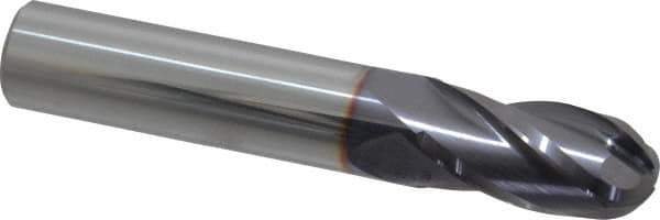 Niagara Cutter - 1/2" Diam, 1" LOC, 4 Flute Solid Carbide Ball End Mill - TiAlN Finish, Single End, 3" OAL, 1/2" Shank Diam, Spiral Flute - USA Tool & Supply