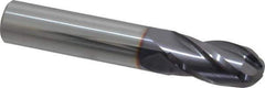 Niagara Cutter - 1/2" Diam, 1" LOC, 4 Flute Solid Carbide Ball End Mill - TiAlN Finish, Single End, 3" OAL, 1/2" Shank Diam, Spiral Flute - USA Tool & Supply