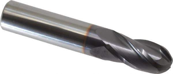 Niagara Cutter - 5/8" Diam, 1-1/4" LOC, 4 Flute Solid Carbide Ball End Mill - TiAlN Finish, Single End, 3-1/2" OAL, 5/8" Shank Diam, Spiral Flute - USA Tool & Supply