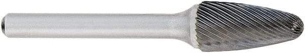 OSG - 3/4" Cut Diam, 1/4" Shank Diam, Tree with Radius Head Fluted Cut Burr - Carbide, Radius End, 1-1/4" LOC, 2" OAL - USA Tool & Supply