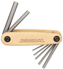 Paramount - 7 Piece Fold-Up Hex Key Set - Hex Range 2 to 8mm, 4-1/2" OAL, Steel - USA Tool & Supply