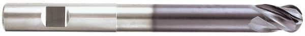Niagara Cutter - 1/2" Diam, 5/8" LOC, 4 Flute Solid Carbide Ball End Mill - TiAlN Finish, Single End, 4" OAL, 1/2" Shank Diam, Spiral Flute - USA Tool & Supply