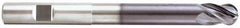 Niagara Cutter - 1/2" Diam, 5/8" LOC, 4 Flute Solid Carbide Ball End Mill - TiAlN Finish, Single End, 4" OAL, 1/2" Shank Diam, Spiral Flute - USA Tool & Supply