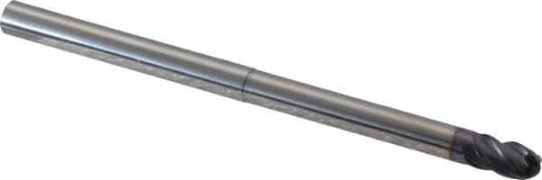 Niagara Cutter - 1/4" Diam, 3/8" LOC, 4 Flute Solid Carbide Ball End Mill - TiAlN Finish, Single End, 4" OAL, 1/4" Shank Diam, Spiral Flute - USA Tool & Supply
