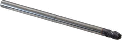 Niagara Cutter - 1/4" Diam, 3/8" LOC, 4 Flute Solid Carbide Ball End Mill - TiAlN Finish, Single End, 4" OAL, 1/4" Shank Diam, Spiral Flute - USA Tool & Supply