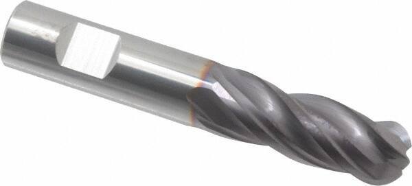 Niagara Cutter - 1/2" Diam, 1-1/4" LOC, 4 Flute Solid Carbide Ball End Mill - TiAlN Finish, Single End, 3" OAL, 1/2" Shank Diam, Spiral Flute - USA Tool & Supply