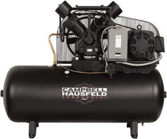 Campbell Hausfeld - 15 hp, 120 Gal Stationary Electric Horizontal Screw Air Compressor - Three Phase, 175 Max psi, 50 CFM, 208-230/460 Volt - USA Tool & Supply