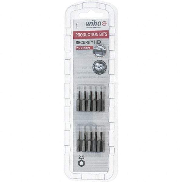 Wiha - 2mm Hex Screwdriver Bit - 1/4" Drive, 1" OAL - USA Tool & Supply