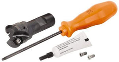 Kennametal - 45° Lead Angle, 33.58mm Max Cut Diam, 1" Min Cut Diam, 3.23mm Max Depth of Cut, Indexable Chamfer and Angle End Mill - 2 Inserts, HNGJ 0604ANENLD Insert Style, 83.31mm Overall Length, Through Coolant, Straight Shank - USA Tool & Supply