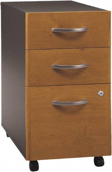 Bush Business Furniture - 15-3/4" Wide x 27.88" High x 20-1/4" Deep, 3 Drawer Pedestal - Laminate Over Wood, Natural Cherry & Graphite Gray - USA Tool & Supply