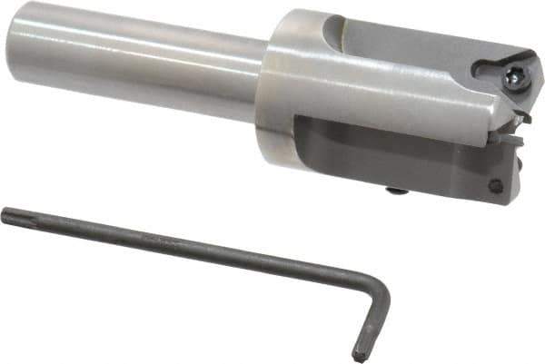Everede Tool - 1 Inch Diameter, Interchangeable Pilot, Straight 1/2 Inch Shank Diameter, 3 Insert, Indexable Counterbore - 3.2 Inch Overall Length, TPGH 215 Insert, 3/16 Inch Pilot Hole Diameter Compatibility - USA Tool & Supply
