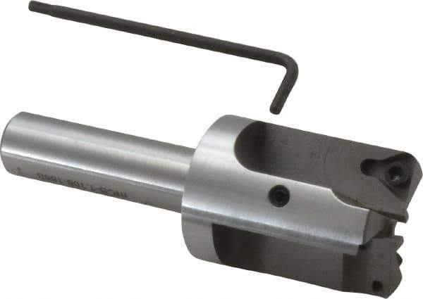 Everede Tool - 1-3/16 Inch Diameter, Interchangeable Pilot, Straight 1/2 Inch Shank Diameter, 3 Insert, Indexable Counterbore - 3.2 Inch Overall Length, TPGH 215 Insert, 3/16 Inch Pilot Hole Diameter Compatibility - USA Tool & Supply