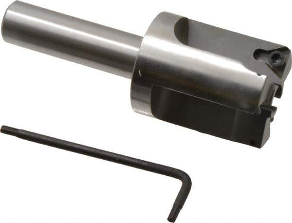 Everede Tool - 1-1/4 Inch Diameter, Interchangeable Pilot, Straight 1/2 Inch Shank Diameter, 3 Insert, Indexable Counterbore - 3.2 Inch Overall Length, TPGH 215 Insert, 5/16 Inch Pilot Hole Diameter Compatibility - USA Tool & Supply