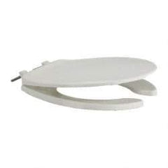 Made in USA - Polypropylene, Regular, Open Front with Cover and with Self Sustaining Feature, Toilet Seat - Residential, Commercial Installation, White - USA Tool & Supply