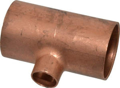 Mueller Industries - 1-1/4 x 1-1/4 x 1/2" Wrot Copper Pipe Tee - C x C x C, Solder Joint - USA Tool & Supply