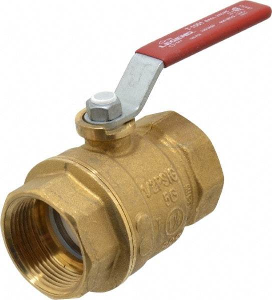 Legend Valve - 1-1/4" Pipe, Full Port, Brass Standard Ball Valve - Inline - One Way Flow, FNPT x FNPT Ends, Lever Handle, 600 WOG, 150 WSP - USA Tool & Supply