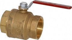 Legend Valve - 2" Pipe, Full Port, Brass Standard Ball Valve - Inline - One Way Flow, FNPT x FNPT Ends, Lever Handle, 600 WOG, 150 WSP - USA Tool & Supply