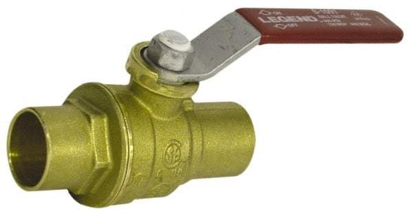 Legend Valve - 2" Pipe, Full Port, Lead Free Brass Standard Ball Valve - 2 Piece, FNPT x FNPT Ends, Lever Handle, 600 WOG, 150 WSP - USA Tool & Supply