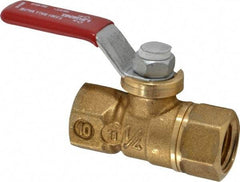 Legend Valve - 1/4" Pipe, Full Port, Brass Standard Ball Valve - Inline - One Way Flow, FNPT x FNPT Ends, Lever Handle, 600 WOG, 150 WSP - USA Tool & Supply