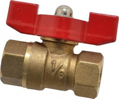 Midwest Control - 1/8" Pipe, Brass Miniature Ball Valve - Inline - One Way Flow, FNPT x FNPT Ends, Tee Handle, 600 WOG, 150 WSP - USA Tool & Supply
