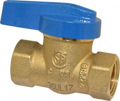 Legend Valve - 3/8" Pipe, Brass, Straight without Side Tap, Gas Ball Valve - 175 psi WOG Rating, Wedge Handle, FNPT x FNPT End Connections, 1 Piece - USA Tool & Supply