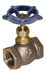 Legend Valve - 1-1/4" Pipe, FNPT Ends, Lead Free Brass Rising Stem Globe Valve - Lead Free Brass Disc, Threaded Bonnet, 200 psi WOG, 125 psi WSP, Class 125 - USA Tool & Supply