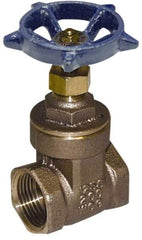 Legend Valve - 4" Pipe, Threaded Bronze Solid Wedge Stem Gate Valve - 200 WOG, 125 WSP, Screw-In Bonnet - USA Tool & Supply