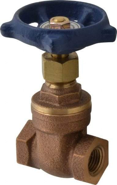 Legend Valve - 1/4" Pipe, Threaded Bronze Solid Wedge Stem Gate Valve - 200 WOG, 125 WSP, Screw-In Bonnet - USA Tool & Supply