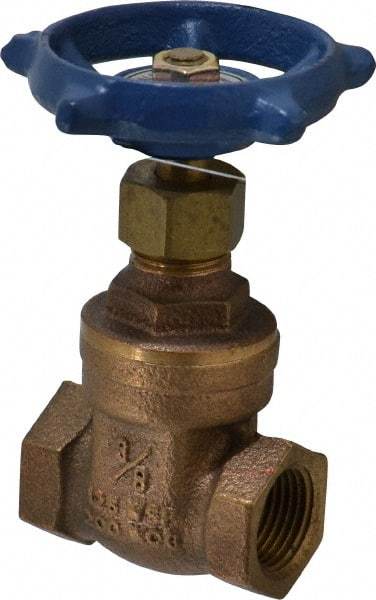 Legend Valve - 3/8" Pipe, Threaded Bronze Solid Wedge Stem Gate Valve - 200 WOG, 125 WSP, Screw-In Bonnet - USA Tool & Supply
